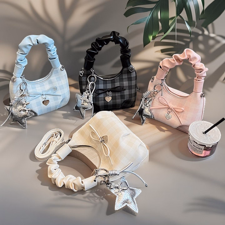 Túi Xách Xếp Ly Quai Rúm, Tặng Móc Khóa Ngôi Sao W765 - Winnie House