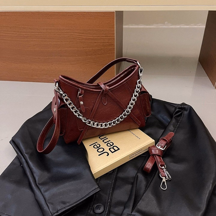 Túi Xách Nữ Kẹp Nách Đeo Chéo Da Nhăn Lót Nhung Dáng Thuyền Độc Lạ W744 - Winnie House - Ảnh 4