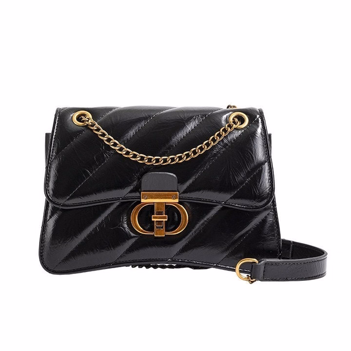 Túi Xách Nữ Da Nhăn Bóng Phối Xích – Thanh Lịch Mà Cực Chất W397 - Winnie House - Ảnh 4