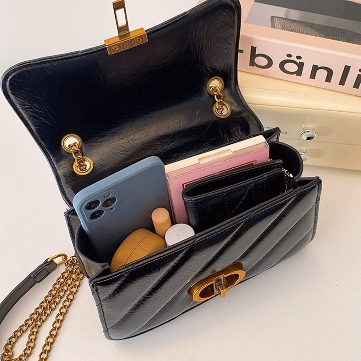 Túi Xách Nữ Da Nhăn Bóng Phối Xích – Thanh Lịch Mà Cực Chất W397 - Winnie House - Ảnh 6