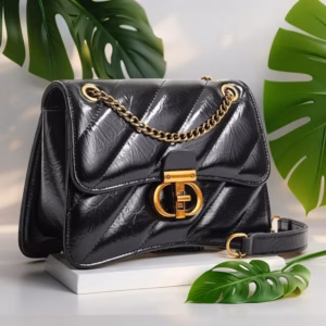 Túi Xách Nữ Da Nhăn Bóng Phối Xích – Thanh Lịch Mà Cực Chất W397 - Winnie House