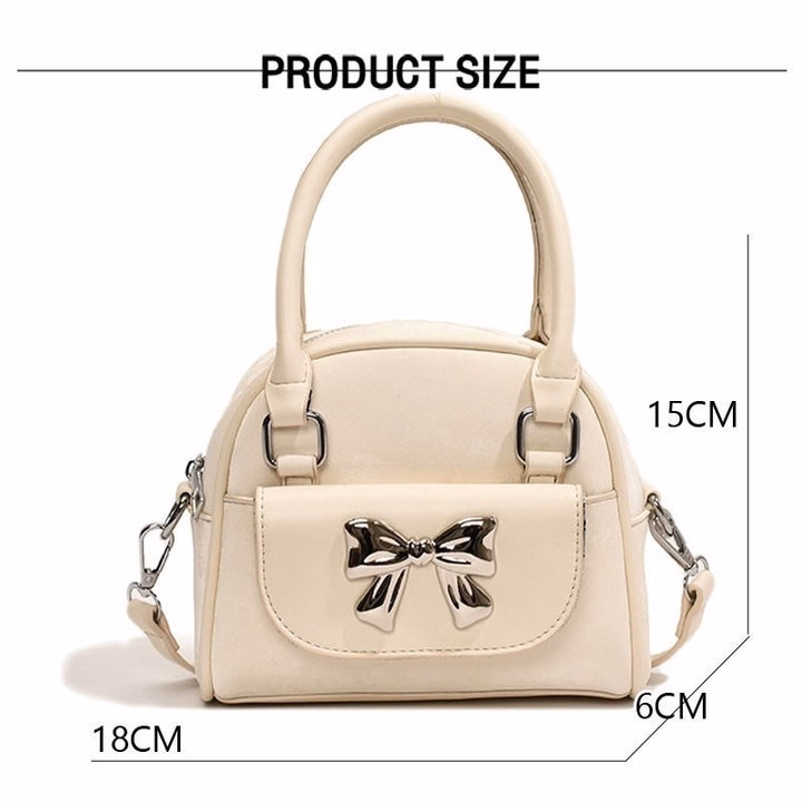 Túi Xách Nữ Kẹp Nách Đeo Chéo Dáng Bầu Đính Nơ Bạc Sang Xịn Mịn W462 - Winnie House - Ảnh 5