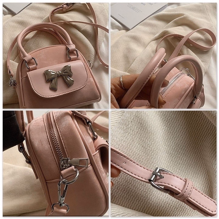 Túi Xách Nữ Kẹp Nách Đeo Chéo Dáng Bầu Đính Nơ Bạc Sang Xịn Mịn W462 - Winnie House - Ảnh 10