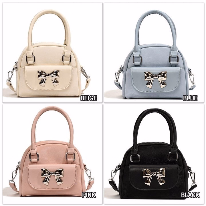 Túi Xách Nữ Kẹp Nách Đeo Chéo Dáng Bầu Đính Nơ Bạc Sang Xịn Mịn W462 - Winnie House - Ảnh 7