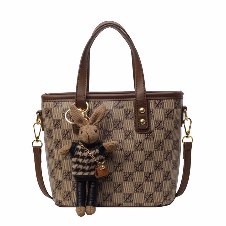 Túi Xách Nữ Kẻ Ô Tặng Thỏ Bông, Phong Cách Cô Nàng Hiện Đại W524 - Winnie House - Ảnh 8