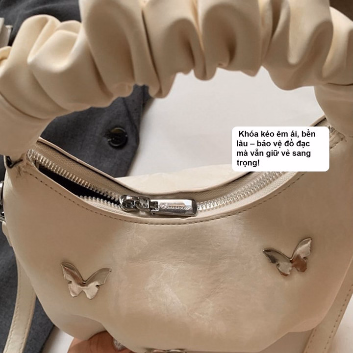 Túi Đeo Chéo, Xách Tay Nhung Quai Rúm, Tặng Kèm Móc Treo W599 - Winnie House - Ảnh 7
