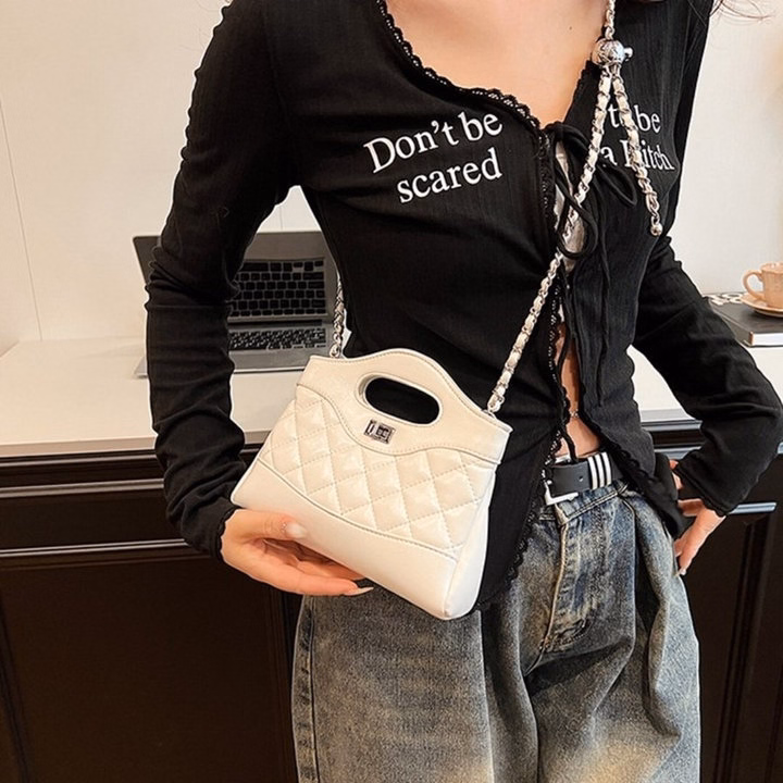 Túi Xách Nữ Chần Chỉ Phối Dây Da Đan Xích Cực Sang W629 - Winnie House - Ảnh 9