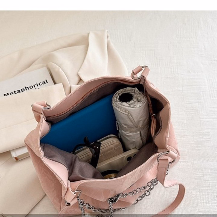 Túi Xách Nữ Công Sở Da Nhung Mác Bướm Phối Xích Hoa Hạt Ngọc W635 - Winnie House - Ảnh 14