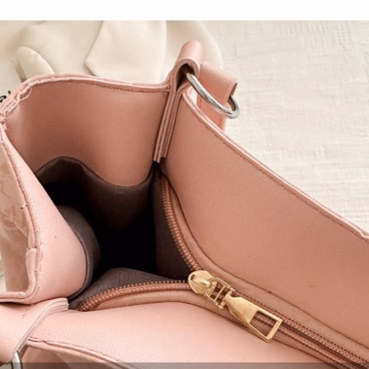 Túi Xách Nữ Công Sở Da Nhung Mác Bướm Phối Xích Hoa Hạt Ngọc W635 - Winnie House - Ảnh 15