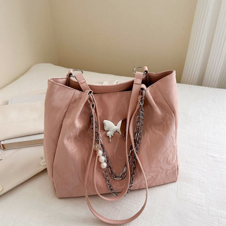 Túi Xách Nữ Công Sở Da Nhung Mác Bướm Phối Xích Hoa Hạt Ngọc W635 - Winnie House - Ảnh 6