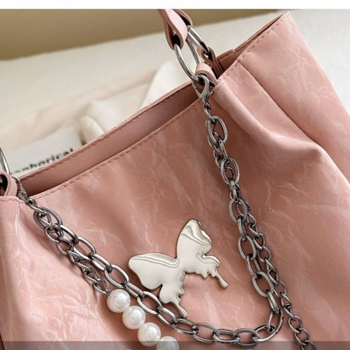 Túi Xách Nữ Công Sở Da Nhung Mác Bướm Phối Xích Hoa Hạt Ngọc W635 - Winnie House - Ảnh 12