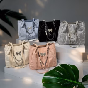 Túi Xách Nữ Công Sở Da Nhung Mác Bướm Phối Xích Hoa Hạt Ngọc W635 - Winnie House