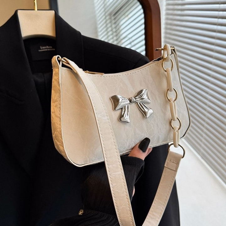 Túi Xách Nữ Da Nhung Phối Xích, Gắn Tag Bươm – Xinh Hết Nấc W645 - Winnie House - Ảnh 3
