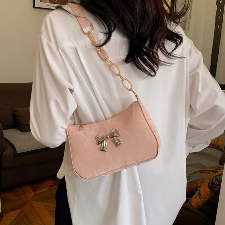 Túi Xách Nữ Da Nhung Phối Xích, Gắn Tag Bươm – Xinh Hết Nấc W645 - Winnie House - Ảnh 6