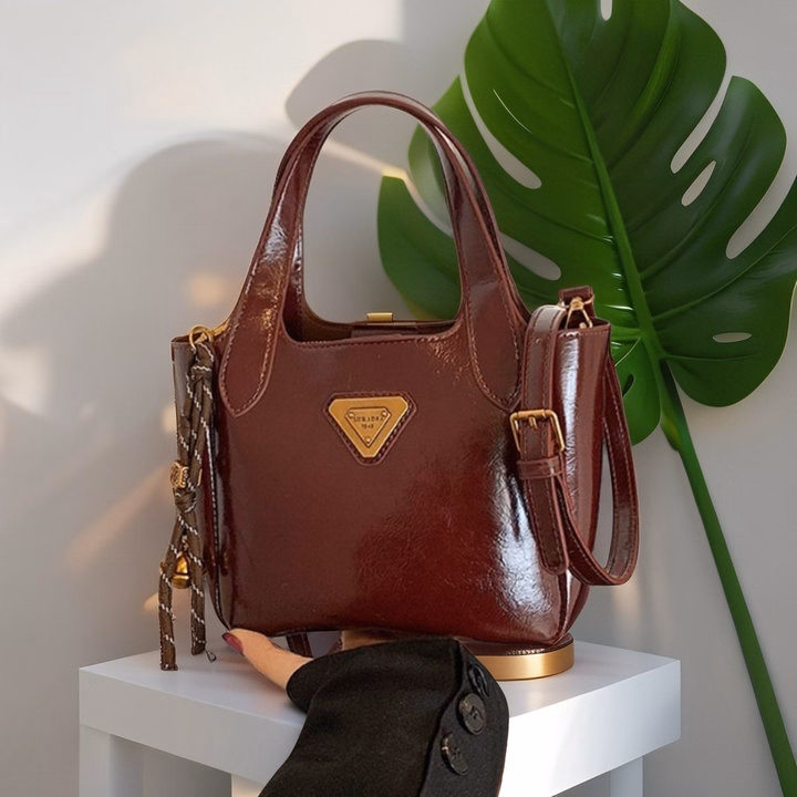 Túi Xách Nữ Bộ Đôi Da Nhăn Bóng Sang Trọng W662, Kèm Móc Treo Dây Chuông - Winnie House