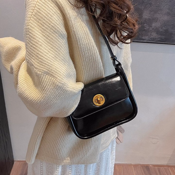 Túi Xách Nữ Khóa Xoay Dáng Bầu Nẹp Viền Da Nhăn Bóng Sang Trọng W665 - Winnie House - Ảnh 8