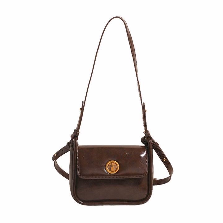 Túi Xách Nữ Khóa Xoay Dáng Bầu Nẹp Viền Da Nhăn Bóng Sang Trọng W665 - Winnie House - Ảnh 5