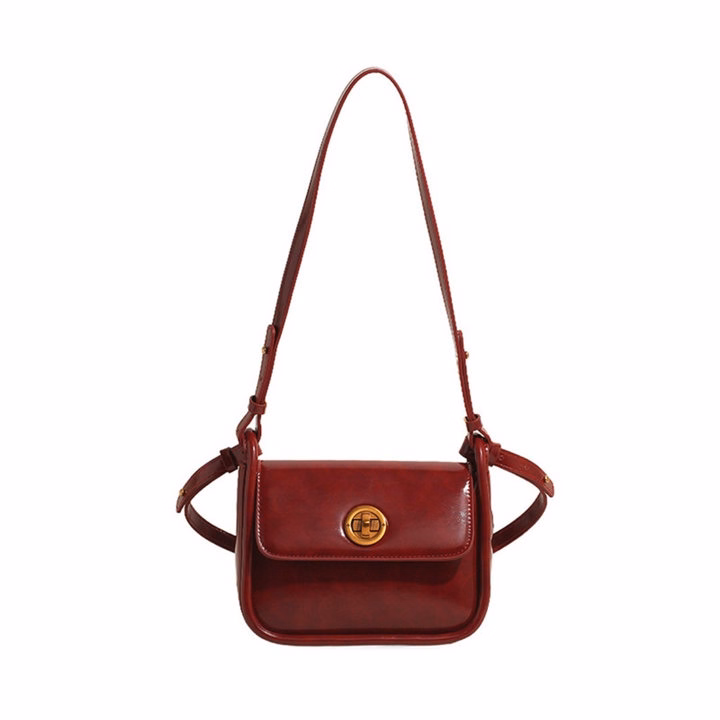 Túi Xách Nữ Khóa Xoay Dáng Bầu Nẹp Viền Da Nhăn Bóng Sang Trọng W665 - Winnie House - Ảnh 6