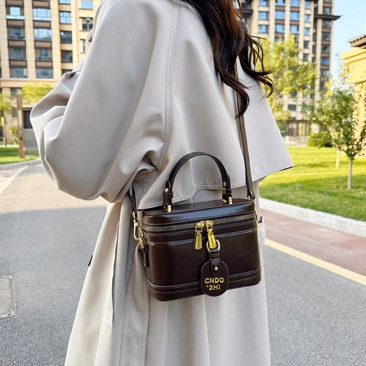 Túi Xách Nữ Dáng Hộp Da Nhăn Bóng Cực Xinh – Đựng Vừa Điện Thoại W666 - Winnie House - Ảnh 10