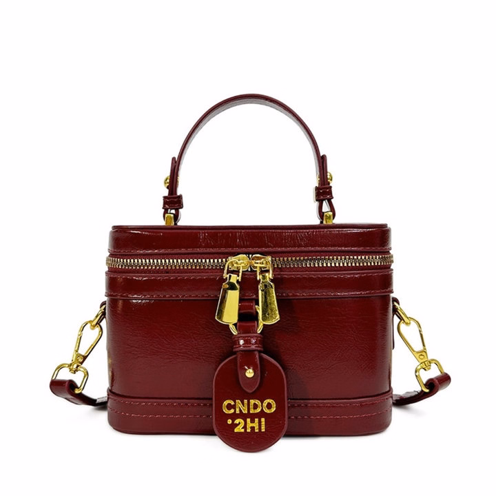 Túi Xách Nữ Dáng Hộp Da Nhăn Bóng Cực Xinh – Đựng Vừa Điện Thoại W666 - Winnie House - Ảnh 3