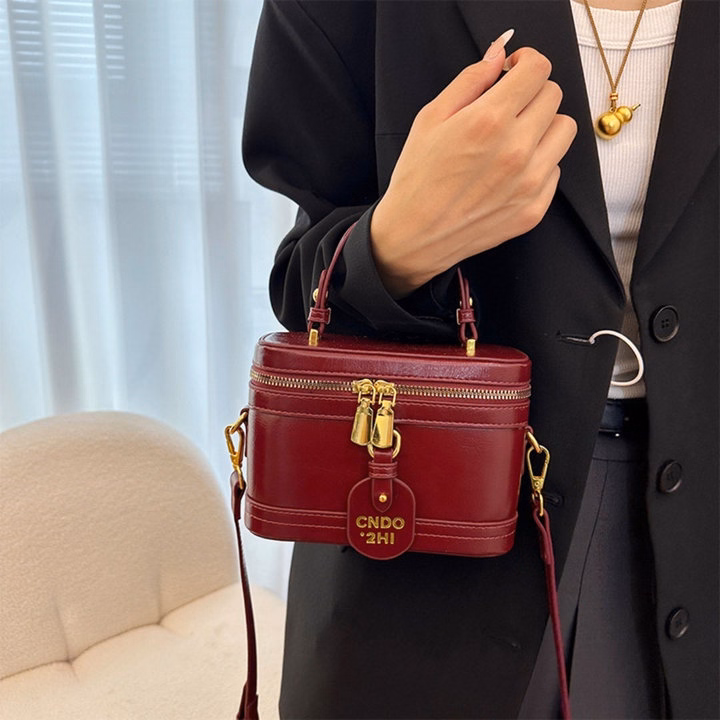 Túi Xách Nữ Dáng Hộp Da Nhăn Bóng Cực Xinh – Đựng Vừa Điện Thoại W666 - Winnie House - Ảnh 11