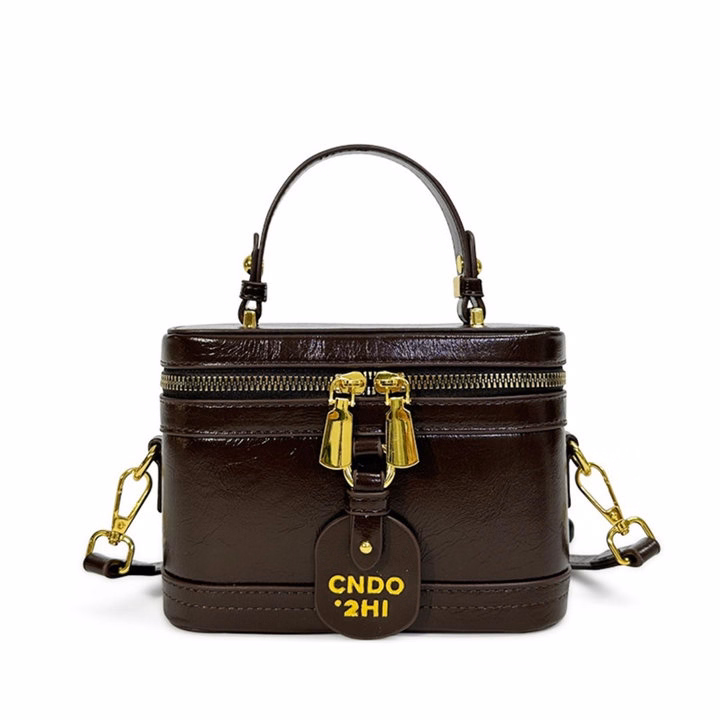 Túi Xách Nữ Dáng Hộp Da Nhăn Bóng Cực Xinh – Đựng Vừa Điện Thoại W666 - Winnie House - Ảnh 4