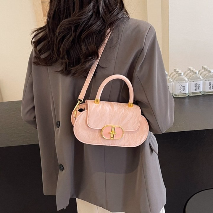 Túi Đeo Chéo Nữ Da Nhung Khóa Xoay Đá, Dáng Xinh Thanh Lịch W671 - Winnie House - Ảnh 5