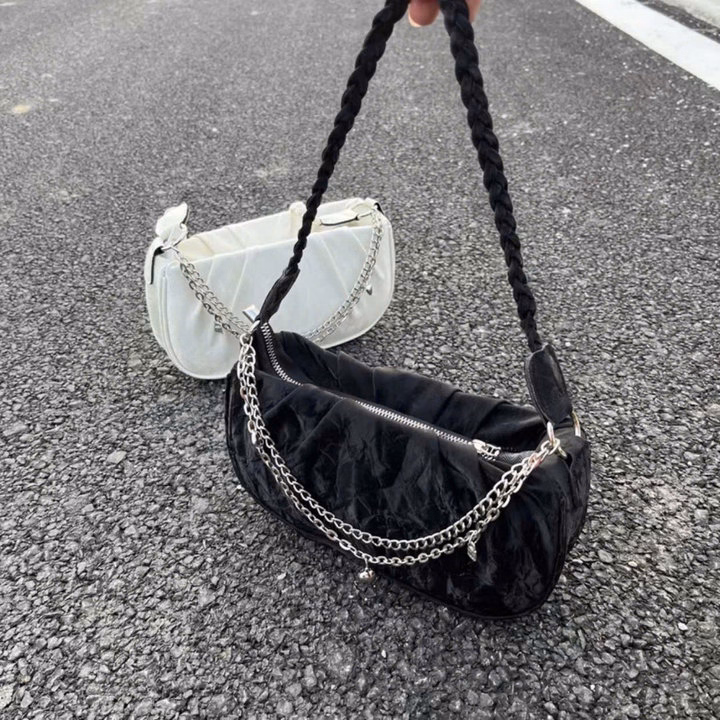 Túi Xách Nhung Vân Đá Kèm Xích Bạc – Sang Chảnh Hết Nấc W679 - Winnie House - Ảnh 9