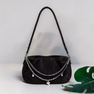 Túi Xách Nhung Vân Đá Kèm Xích Bạc – Sang Chảnh Hết Nấc W679 - Winnie House