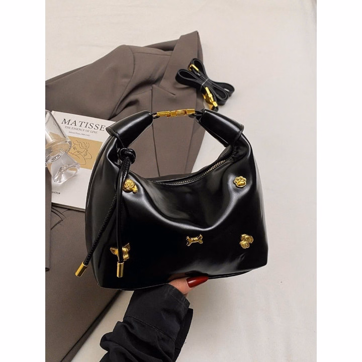 Túi Xách Nữ Da Bóng Nhăn Sang Trọng Đính Charm Đồng W691 - Winnie House - Ảnh 7