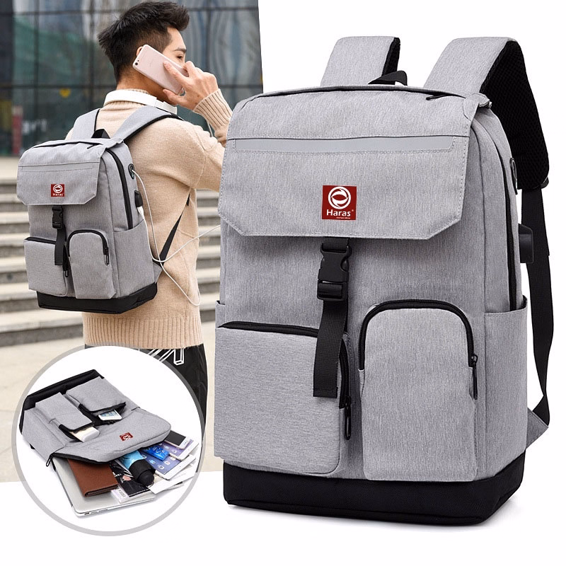 Balo Unisex Thời Trang Cao Cấp Có Phản Quang & Cổng Sạc Usb Hr265 - Haras - Ảnh 6