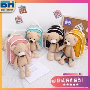Balo Vải Canvas Hình Chú Gấu Xinh Xắn Cho Bé Mẫu Giáo, Nhà Trẻ - Bh Kids