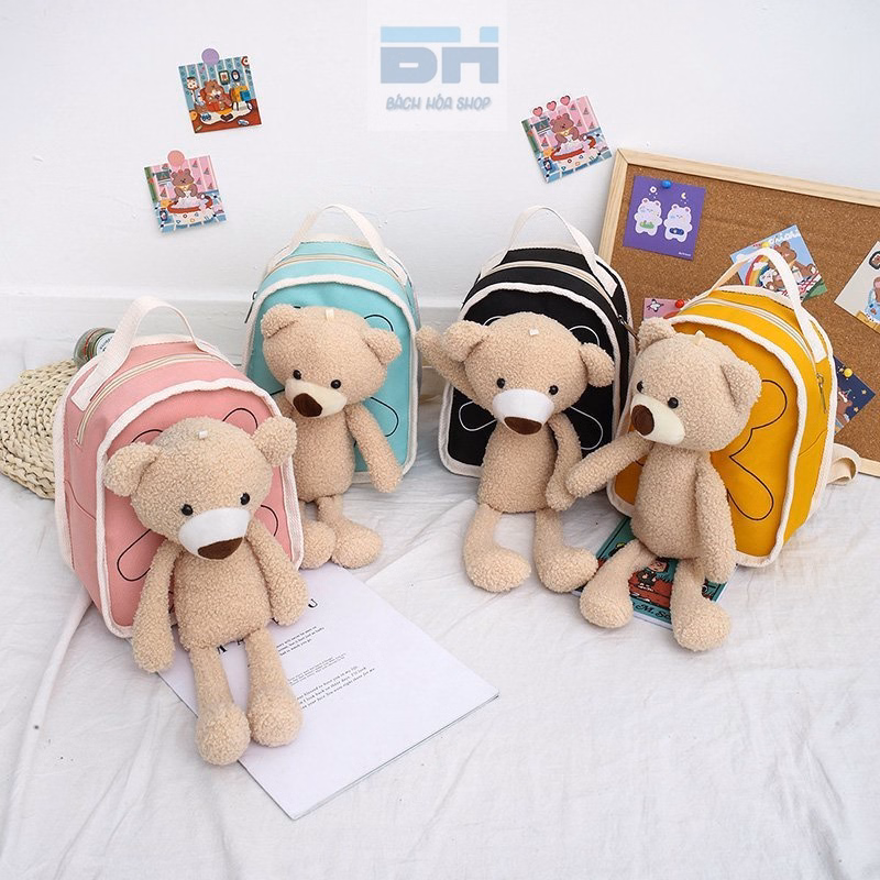 Balo Vải Canvas Hình Chú Gấu Xinh Xắn Cho Bé Mẫu Giáo, Nhà Trẻ - Bh Kids - Ảnh 7