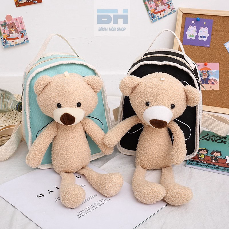 Balo Vải Canvas Hình Chú Gấu Xinh Xắn Cho Bé Mẫu Giáo, Nhà Trẻ - Bh Kids - Ảnh 8