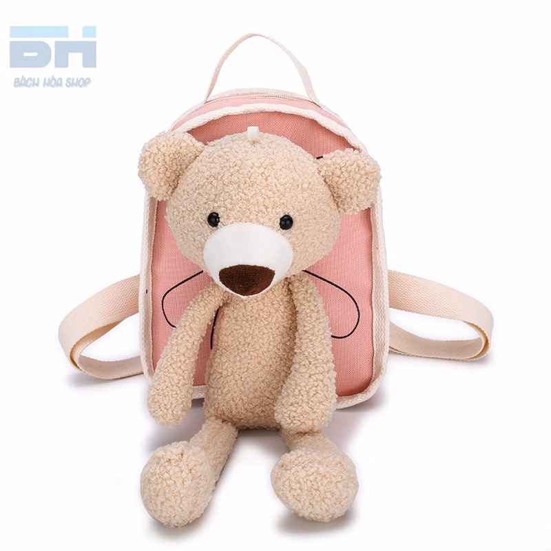 Balo Vải Canvas Hình Chú Gấu Xinh Xắn Cho Bé Mẫu Giáo, Nhà Trẻ - Bh Kids - Ảnh 2