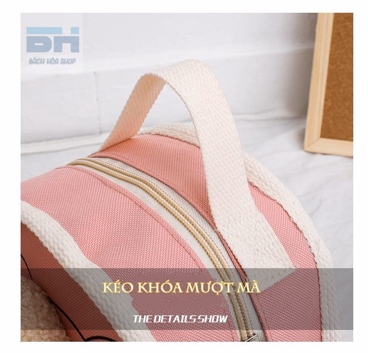 Balo Vải Canvas Hình Chú Gấu Xinh Xắn Cho Bé Mẫu Giáo, Nhà Trẻ - Bh Kids - Ảnh 10