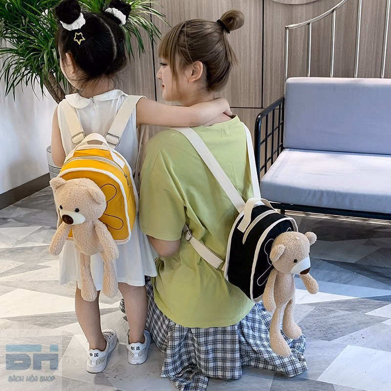 Balo Vải Canvas Hình Chú Gấu Xinh Xắn Cho Bé Mẫu Giáo, Nhà Trẻ - Bh Kids - Ảnh 13