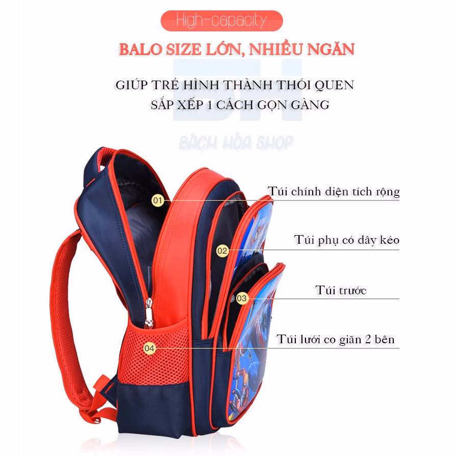 Balo Mẫu Giáo, Học Sinh Tiểu Học, Hoạt Hình 3D Tặng Kèm Hộp Bút - Bh Kids - Ảnh 9