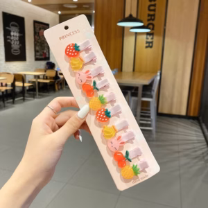 Set 10 Kẹp Tóc Hình Hoa, Trái Cây Xinh Xắn Cho Bé - Su