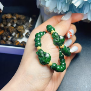 Vòng Tay Hồ Ly Ngọc Cẩm Thạch Sơn Thuỷ Thiên Nhiên Phối Charm Bạc Xi Vàng - Thắng Giang