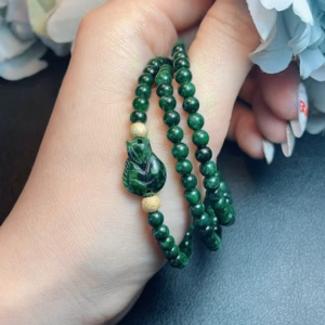 Vòng Tay Hồ Ly Ngọc Cẩm Thạch Sơn Thuỷ Thiên Nhiên Phối Bi Bạc Ta Xi Vàng - Thắng Giang