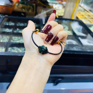 Vòng Tay Cỏ 4 Lá May Mắn Ngọc Cẩm Thạch Sơn Thuỷ Thiên Nhiên - Thắng Giang