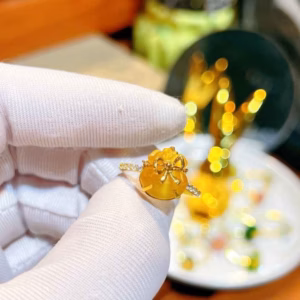 Nhẫn Túi Tiền Đá Thiên Nhiên Bọc Vàng Tây 10 Kara - Thắng Giang