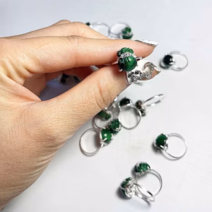 Nhẫn Túi Tiền Đá Thạch Anh Mắt Hổ Xanh - Thắng Giang