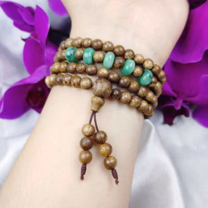 Vòng Tay Ngũ Điếu Cẩm Thạch Phối Trầm Hương - Thắng Giang