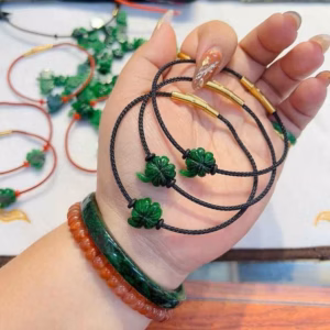 Vòng Tay Cỏ Bốn Lá Ngọc Cẩm Thạch Thiên Nhiên - Thắng Giang