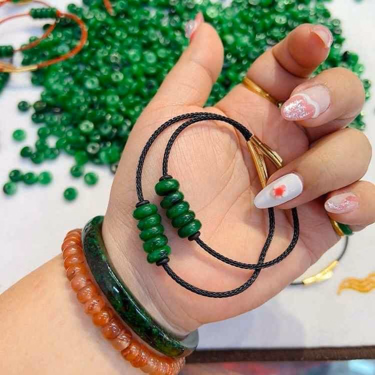 Vòng Tay Ngũ Điếu Ngọc Cẩm Thạch Sơn Thuỷ Xanh Lý - Thắng Giang - Ảnh 4
