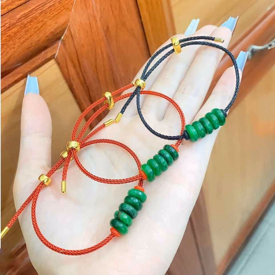 Vòng Tay Ngũ Điếu Ngọc Cẩm Thạch Sơn Thuỷ Xanh Lý - Thắng Giang - Ảnh 6