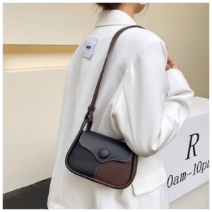 Túi Đeo Vai Nữ Ken Viền Nắp Cài Cúc Phối Hai Màu Tm02 - Kk Store