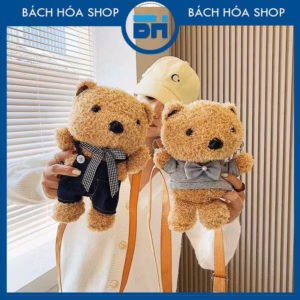 Balo Đeo Chéo Đi Học, Đi Chơi Hình Gấu Teddy Phiên Bản Hàn Quốc Dễ Thương, Ngộ Nghĩnh - Bh Kids